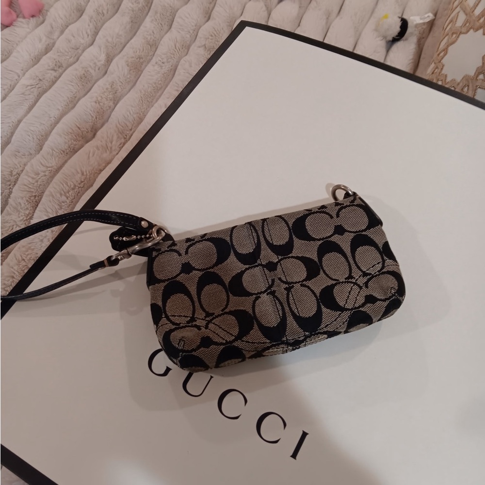 Coach Black and Tan Wristlet